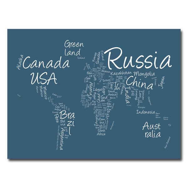 Michael Tompsett 'Writing World Map' Canvas Art, 24x32, Trademark Fine Art, Mfr#: MT0127-C2432GG